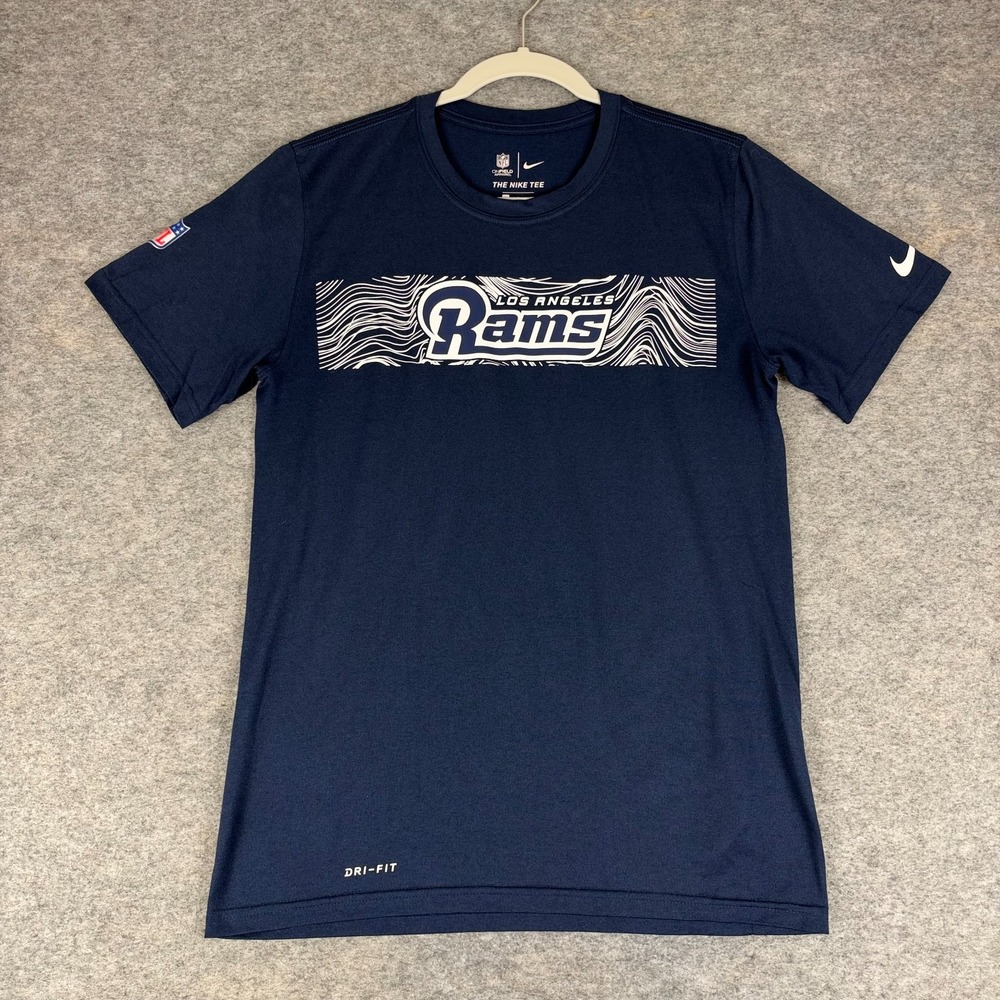 Nike Dri Fit Los Angeles Rams T-Shirt NFL Apparel Athletic Cut Blue Mens Small S